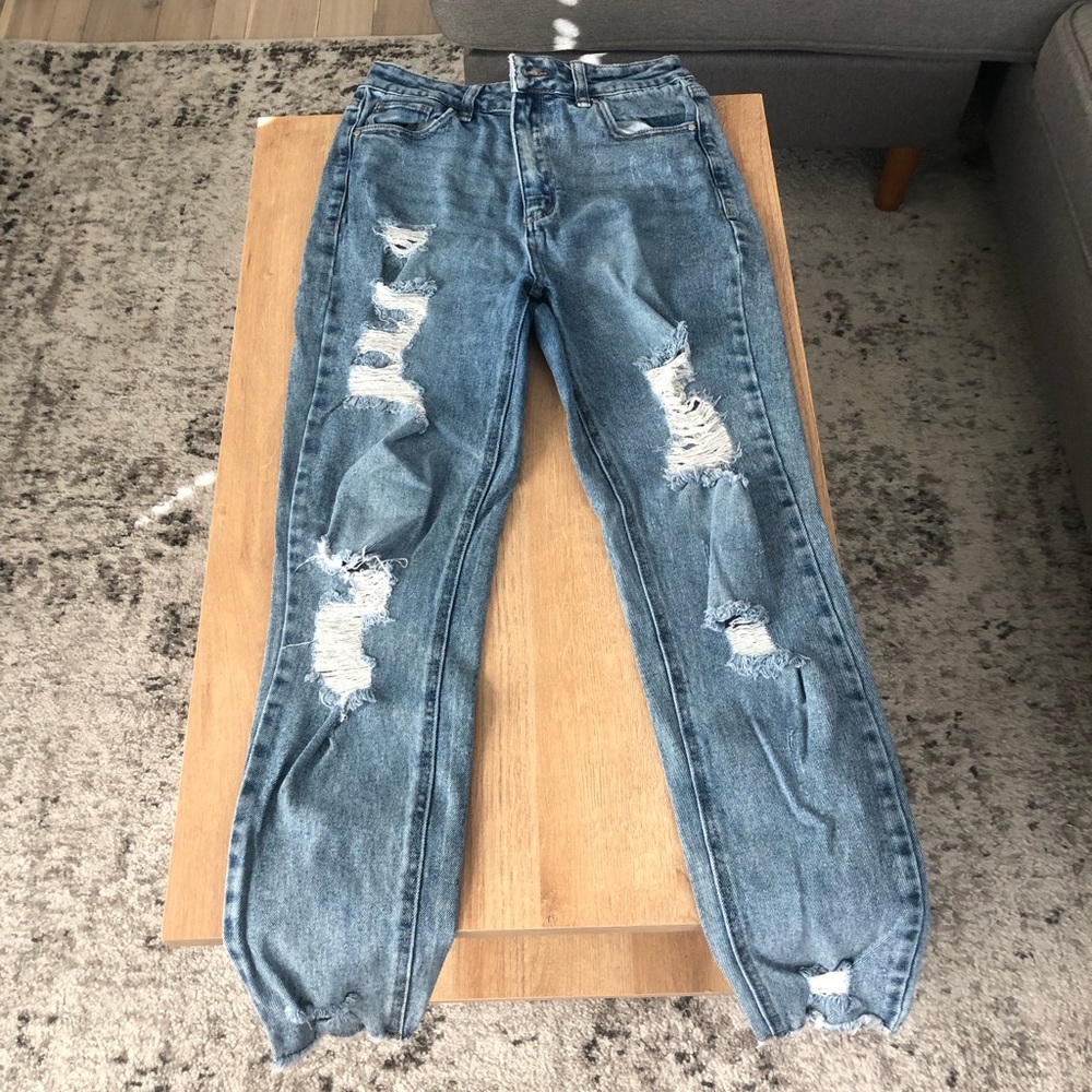 Blue ripped jeans